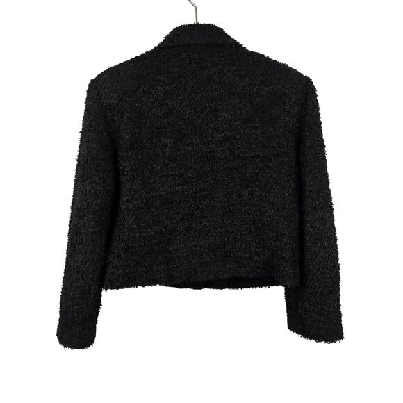 VTG Earl Rutenberg Black Cropped Textured Jacket Blazer Button LARGE Women's - Picture 2 of 10